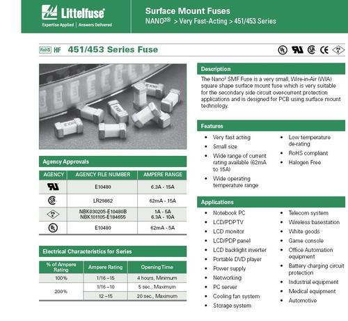 littelfuse保险丝451系列