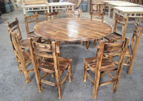 农家乐农庄桌椅网红中国风炭烧木仿古餐厅台凳