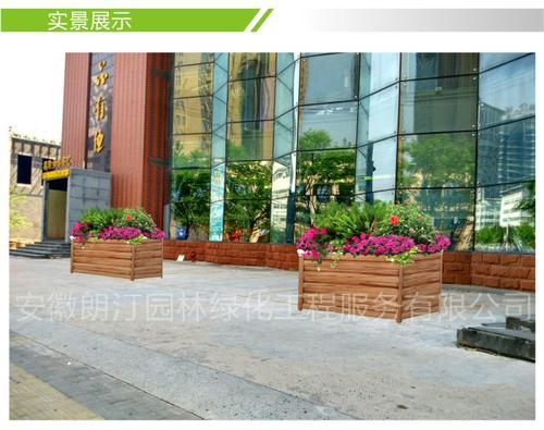 市政道路行道树景观提升长方形木纹铝合金户外移动花箱
