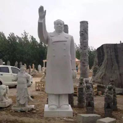汉白玉石雕主席雕塑 石雕毛主席挥手雕像