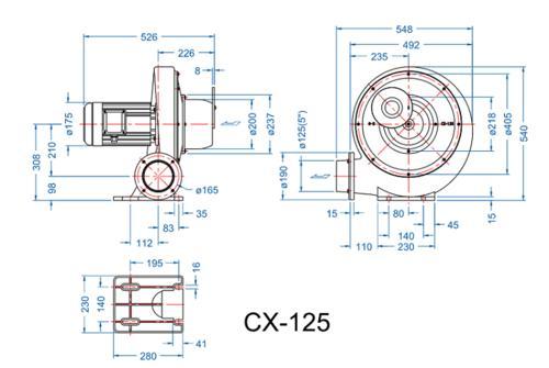 现货CX-125鼓风机2.2KW吸料机/集尘机/吸木料/吸塑料/吸粮食中压鼓风机