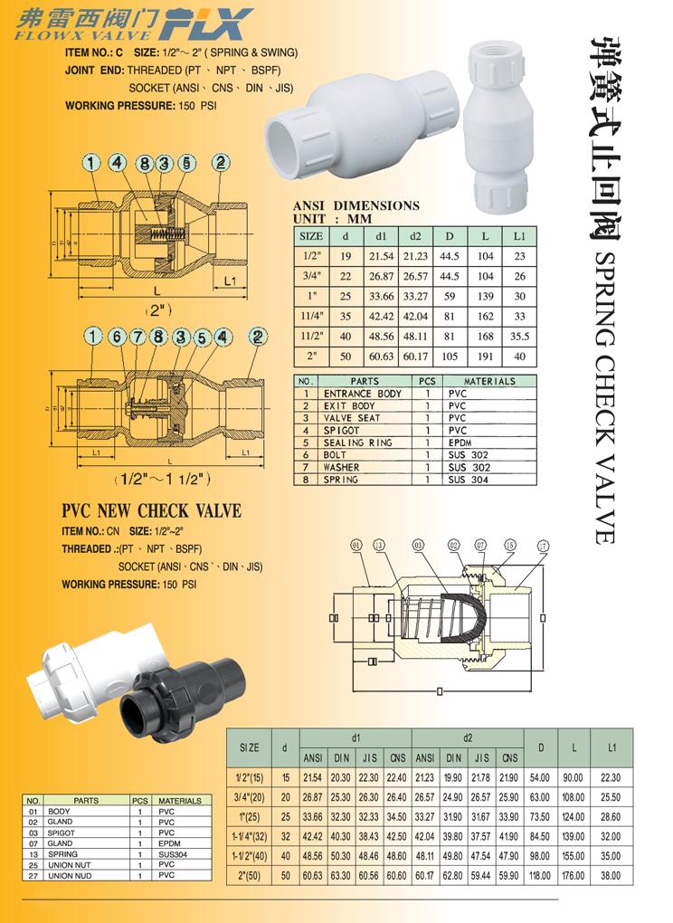 PP弹簧式止回阀--止回阀塑料