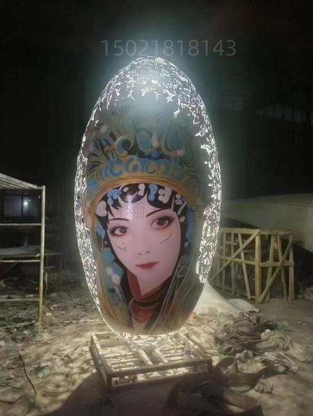浙江戏曲文化 国潮彩绘脸谱雕塑镂空鸡蛋