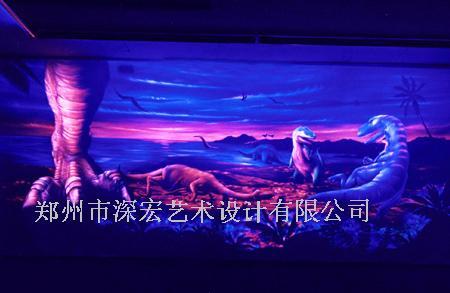 侏罗纪恐龙主题公园--荧光壁画彩绘
