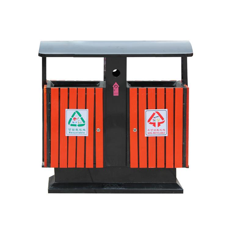 广州易居路易舒豪批发定制户外垃圾桶 钢木垃圾桶 分类果皮箱垃圾箱