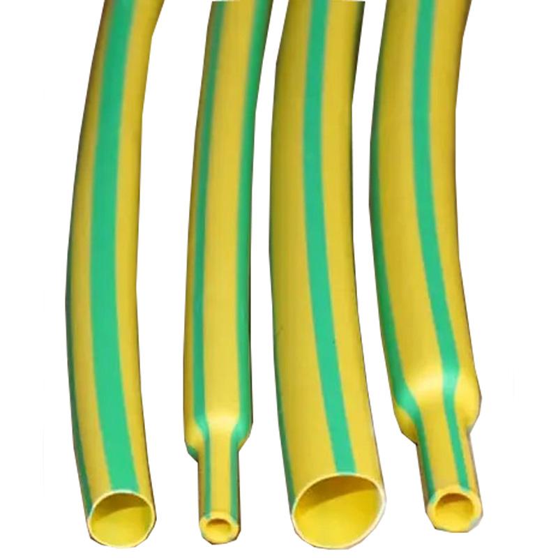 黄绿双色条纹热缩管 厂家供应柔软阻燃PE热收缩管