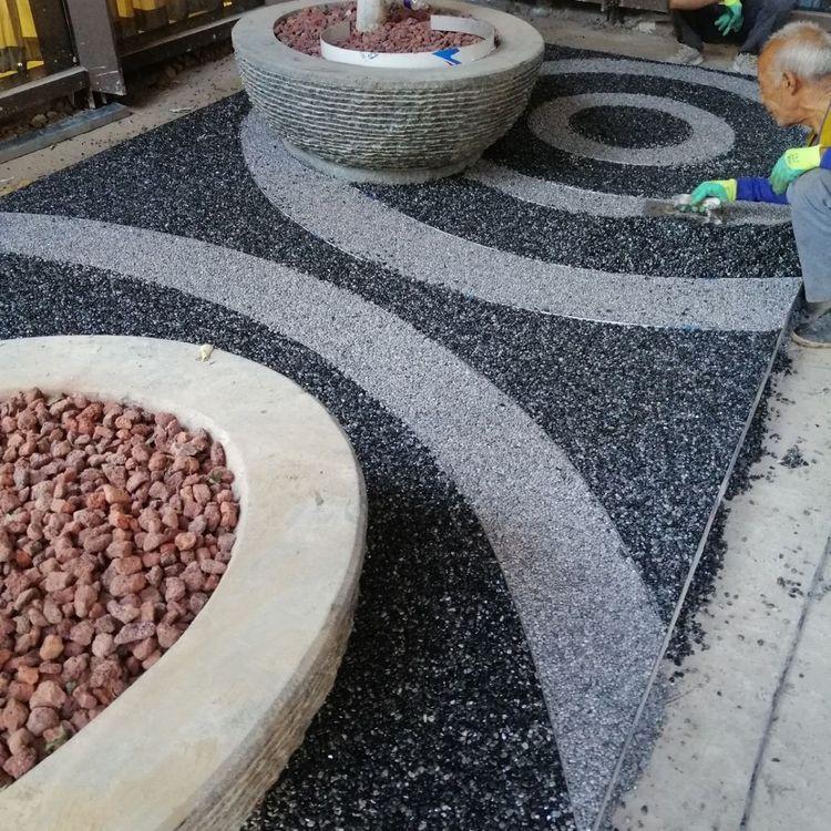 上海小区艺术装饰3公分彩色胶粘石路面施工报价