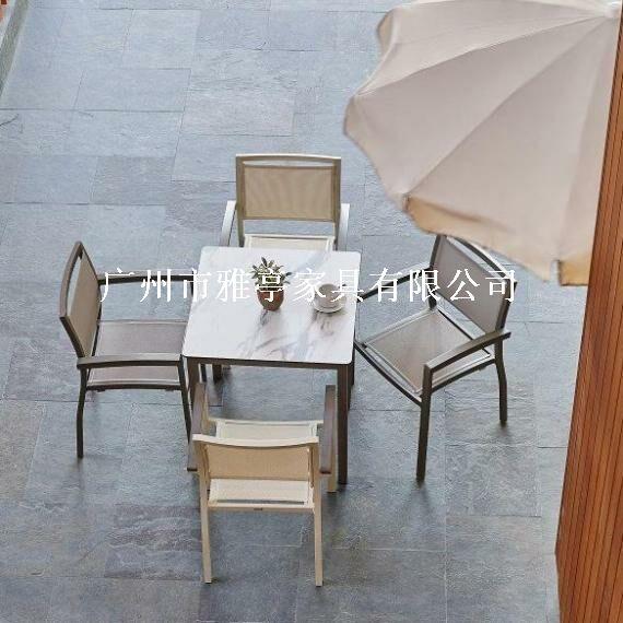 厂家供应YT-218休闲铝架网布餐桌椅雅亭户外桌椅