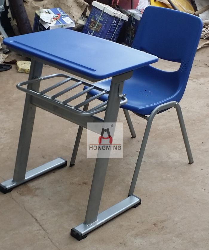 .单人座板可翻转课桌椅 可升降折叠课桌椅 培训学校课桌厂家批发