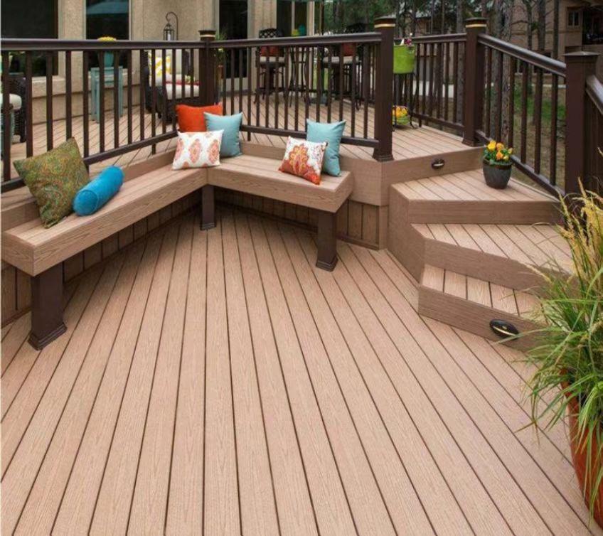 户外木塑地板材料 室外木塑地板 景区防腐防滑实心塑木地板