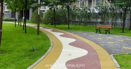 彩色透水沥青路面，艺术压花水泥地面，上海誉臻地坪涂料，海绵城市透水工程材料