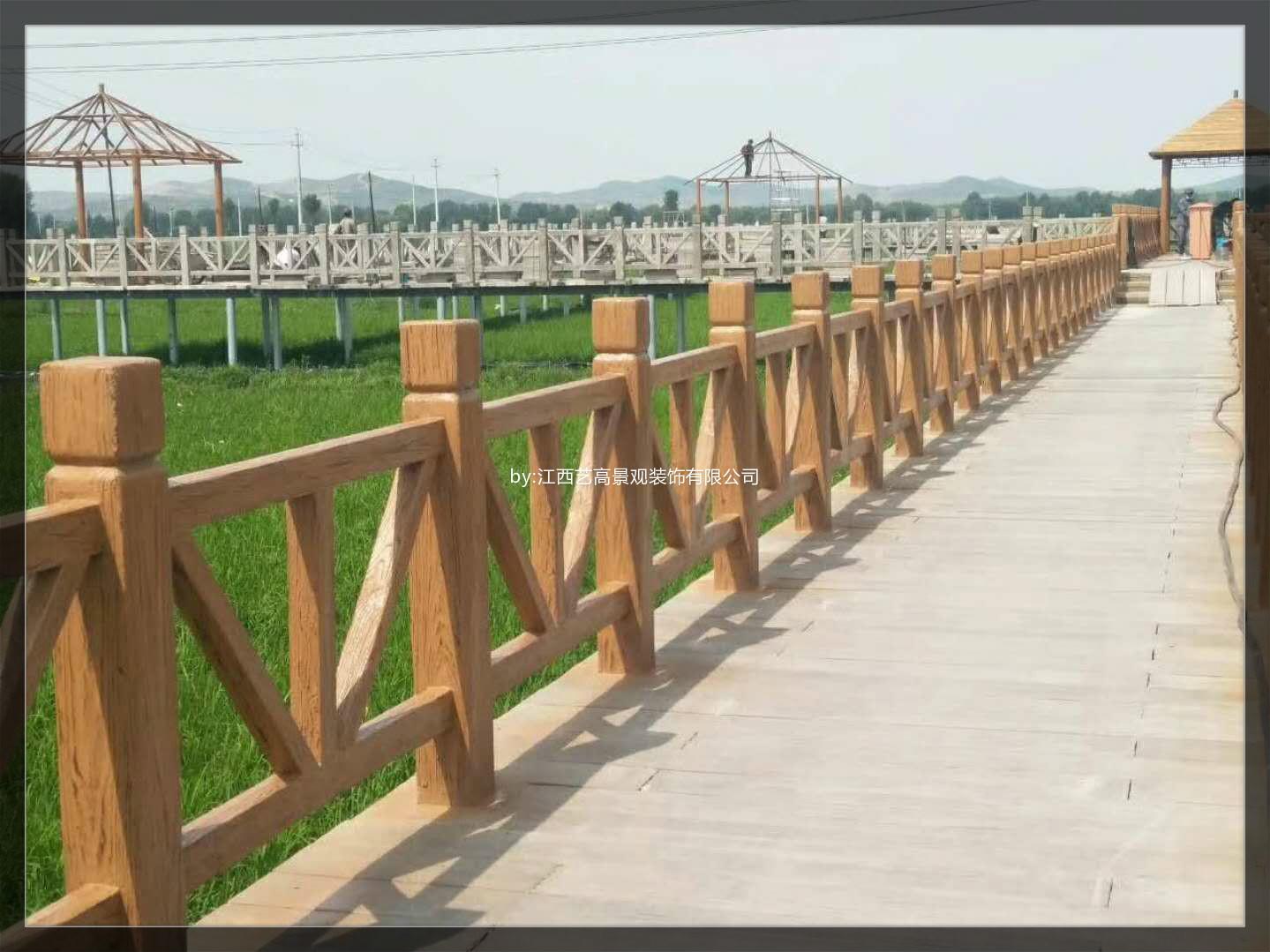 江西新农村建设河道水泥仿木护栏池塘生态栏杆