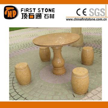 黄色花岗岩圆形桌椅GCF4006
