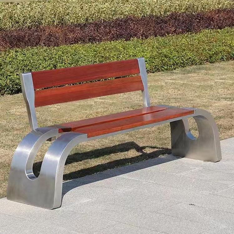 公园休闲靠背实木座椅