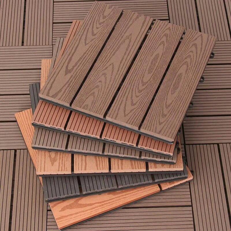 甘肃天水塑木地板厂家提供定制款木纹压花木塑栈道