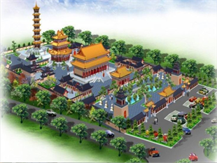 寺庙设计效果图，寺院设计规划图，古建筑设计方案