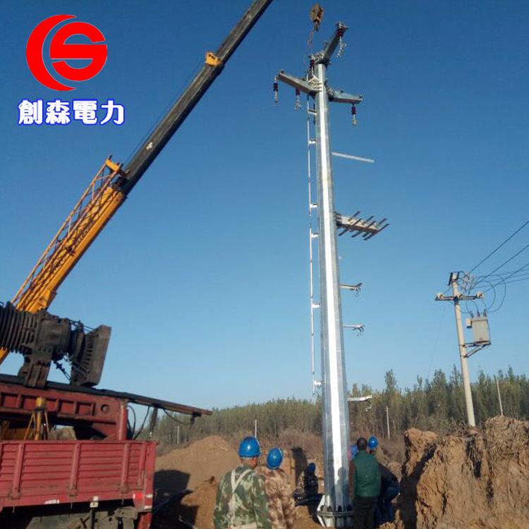 厂家直销电力输电钢杆 35KV线路架线钢杆 电力铁塔钢杆基础打桩 
