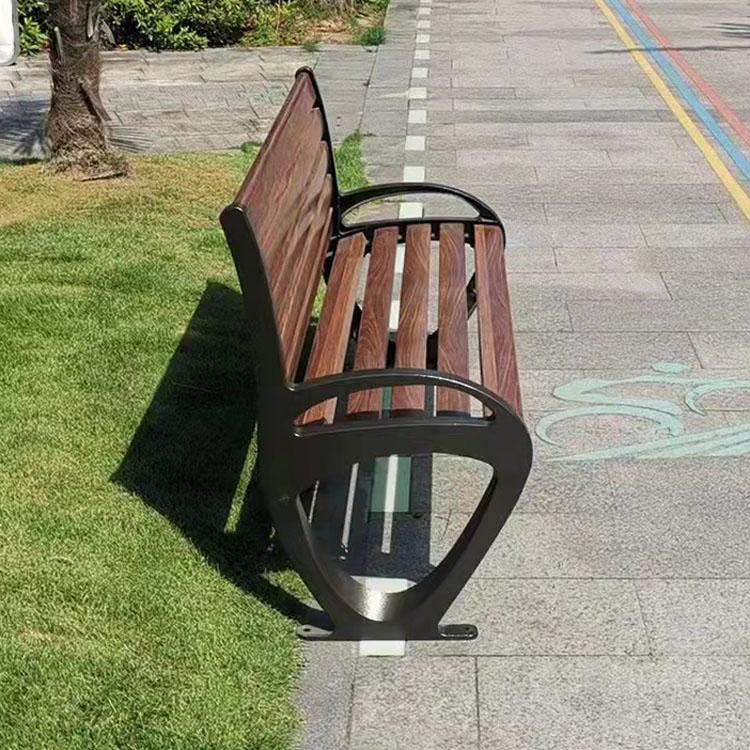铸铝脚实木带靠背公园椅