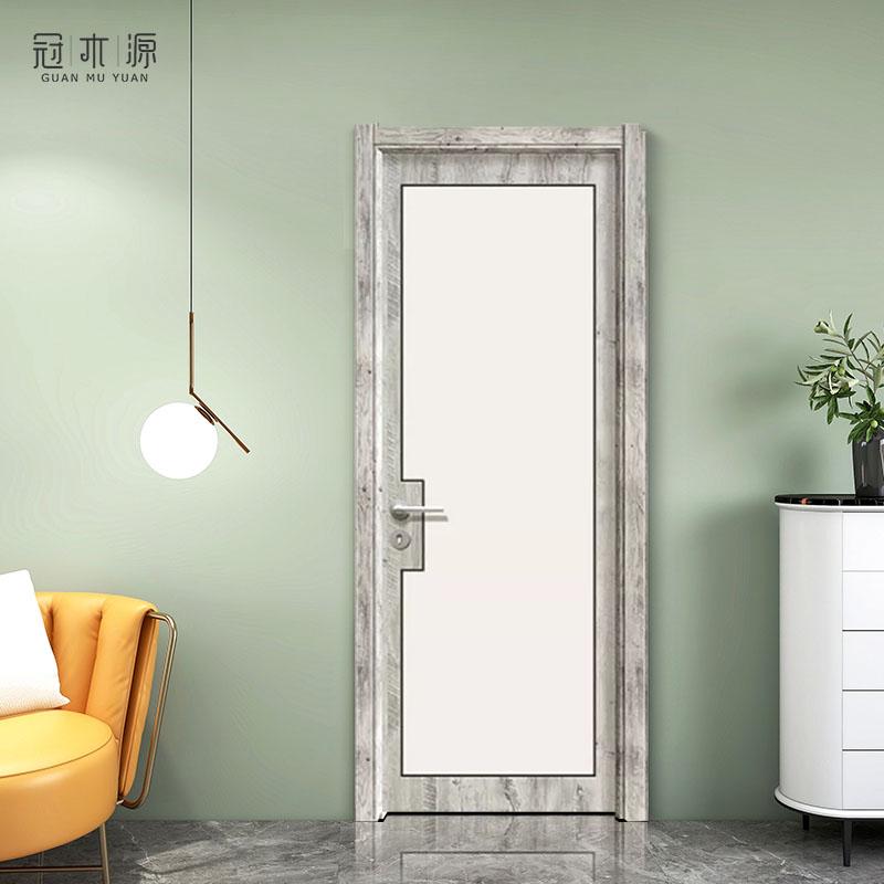 广州实木门定制厂家直销轻奢极简铝木门室内隔音房间门免漆生态门