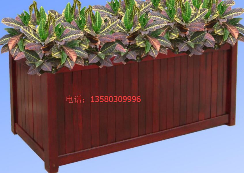 实木花箱-售楼部园林花槽-不锈钢包边花池
