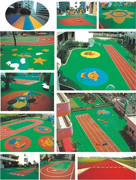 天津幼儿园彩色塑胶颗粒塑胶跑道/塑胶地面施工铺装