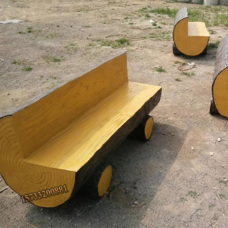 水泥仿木头长凳 公园广场GRC混凝土座椅坐凳 水泥仿木长椅