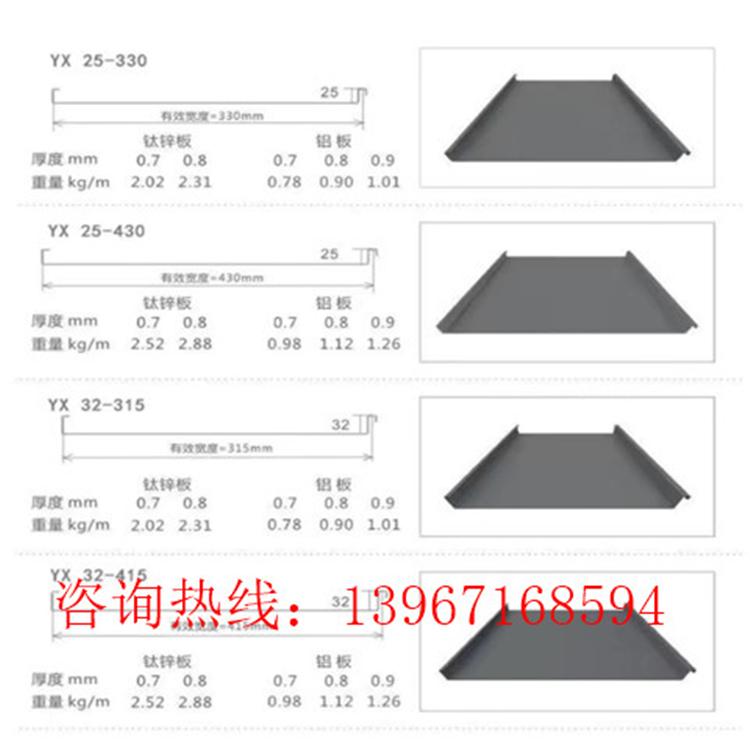 供应河南许昌YX25-330铝镁锰金属屋面板