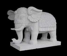 白色花岗岩大象雕刻 GAB484