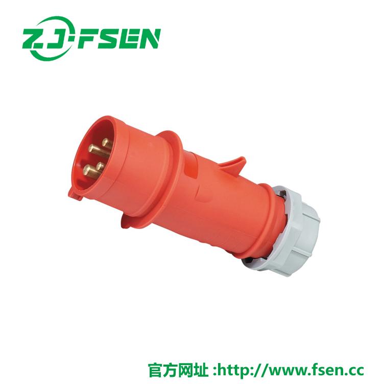 红色380V大电流插座125a/63a 3芯工业插头插座 防水插头插座