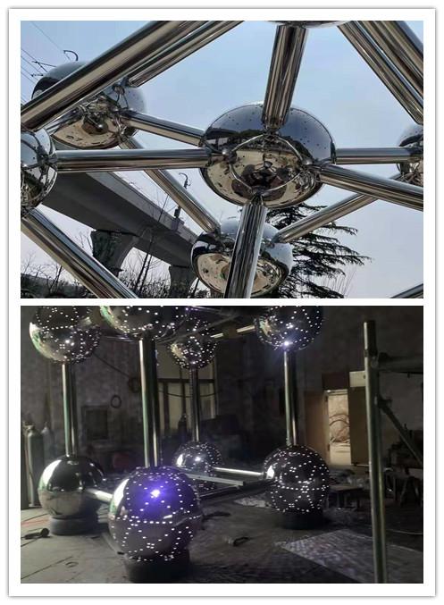哈尔滨定制城市不锈钢镂空球雕塑 灯光球雕塑摆件
