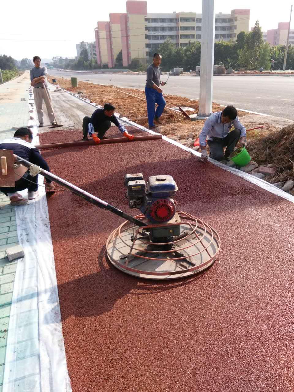 上海砼行建设透水混凝土的施工方法，彩色压花地坪