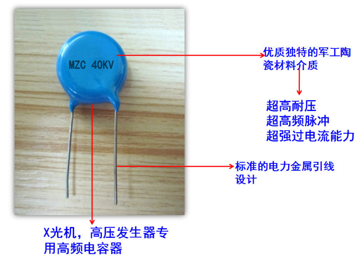 用于高铁触发器 负离子净化器高压陶瓷引线电容器CT81-40KV222M