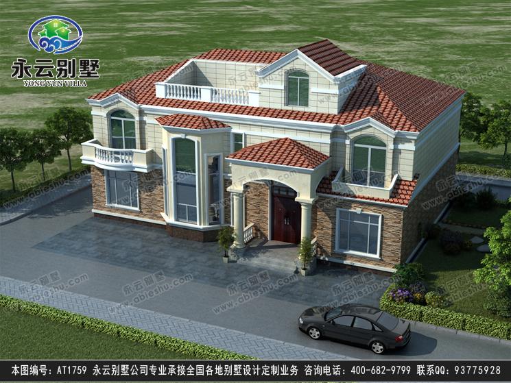 AT1750江山市优雅三层带阳光房复式别墅设计施工图纸13.5mx11.3m