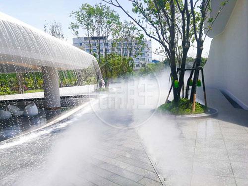成都锦胜水景花园池塘人造水雾景观喷雾设备