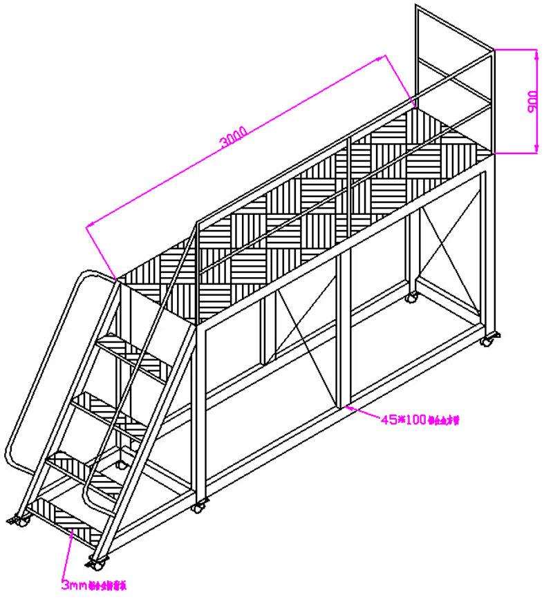 厂房登高维护梯 佛山定制2米高活动楼梯 铝制安全登高取货梯