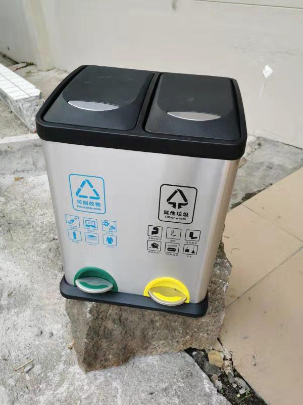 西安家用脚踩分类垃圾桶厂家供应不锈钢塑料桶