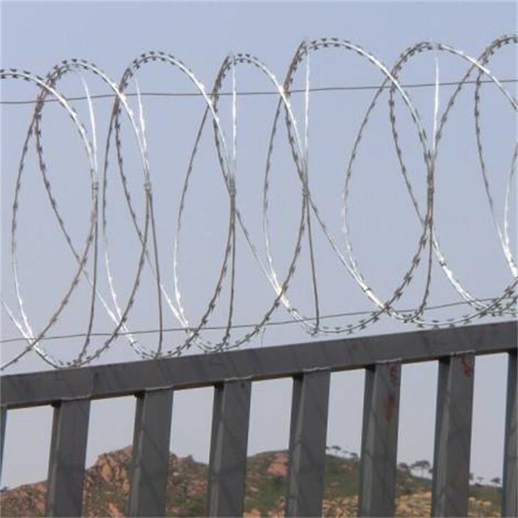 河北刺丝滚笼厂家供应广西小区防爬刀片刺绳边境防护网