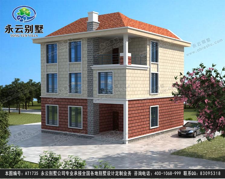 占地130平米AT1735农村自建三层简洁房屋设计施工图纸11.5mx11.9m