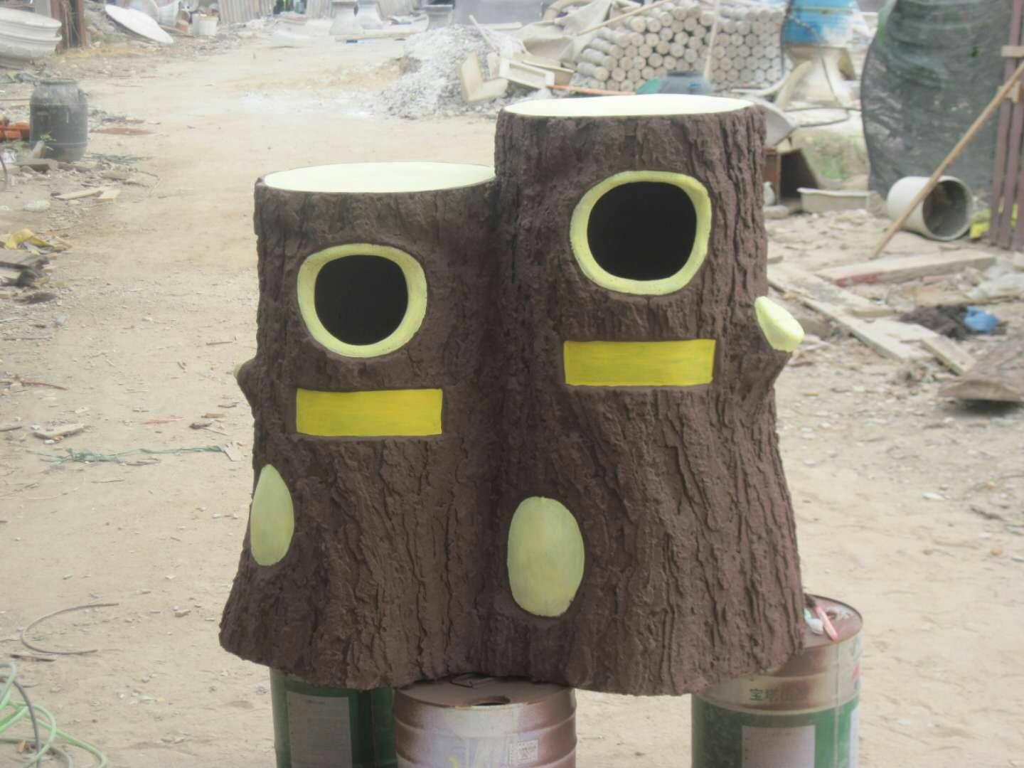西安玻璃钢垃圾桶，仿树桩垃圾箱艺术造型高端定制厂家就找陕西志诚塑木