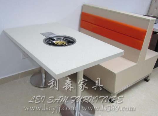 厂家直销大理石火锅桌 电磁炉火锅餐桌椅 一人一锅不锈钢小火锅桌