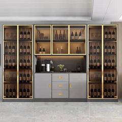 酒柜靠墻客廳現代簡約落地鋼化玻璃酒柜收藏柜透明展示柜