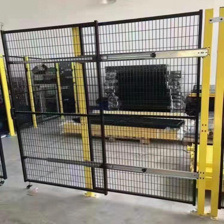 黄色黑色密孔生产线隔离网立体仓库可移动栅栏车间设备防护隔断网