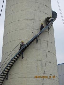大庆烟囱安装旋转梯|烟囱折梯安装|烟囱安装检测平台