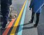 南京彩虹三色线热熔划线-彩虹线划线-彩色路面上色