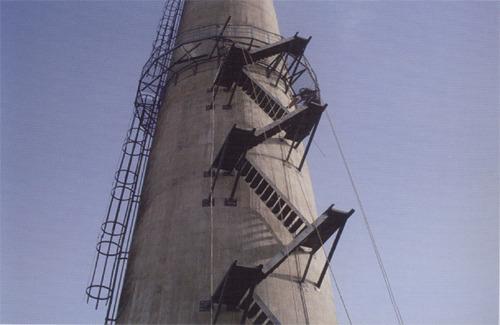铁力烟囱安装旋转梯|烟囱折梯安装|烟囱安装检测平台