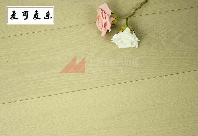 深圳麦可麦乐MC-8107优质橡木多层地板米白色大板白纹拉丝防腐耐磨防潮
