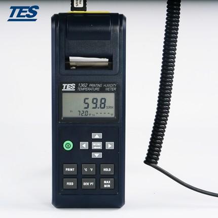 台湾泰仕TES-1362列表式温湿度计 实时打印功能 露点测量读值锁定
