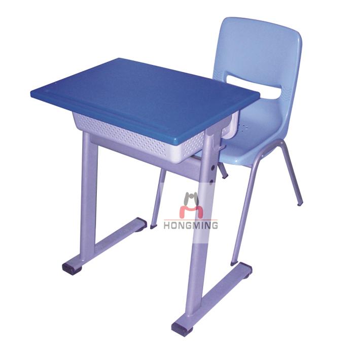 单人位塑钢课桌椅 PP注塑台面培训学校课桌椅 PP塑料课桌课椅