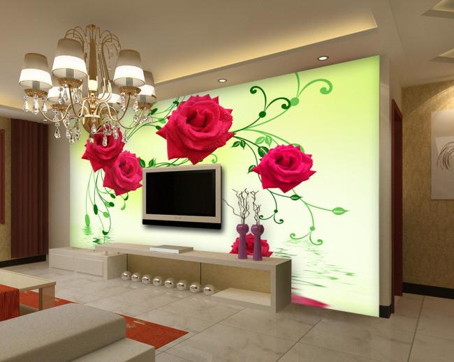 大型无缝壁画墙纸自贴 3D空间花卉个性化墙布定制厂家
