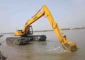 河道淤泥清淤施工队 水上挖掘机租赁